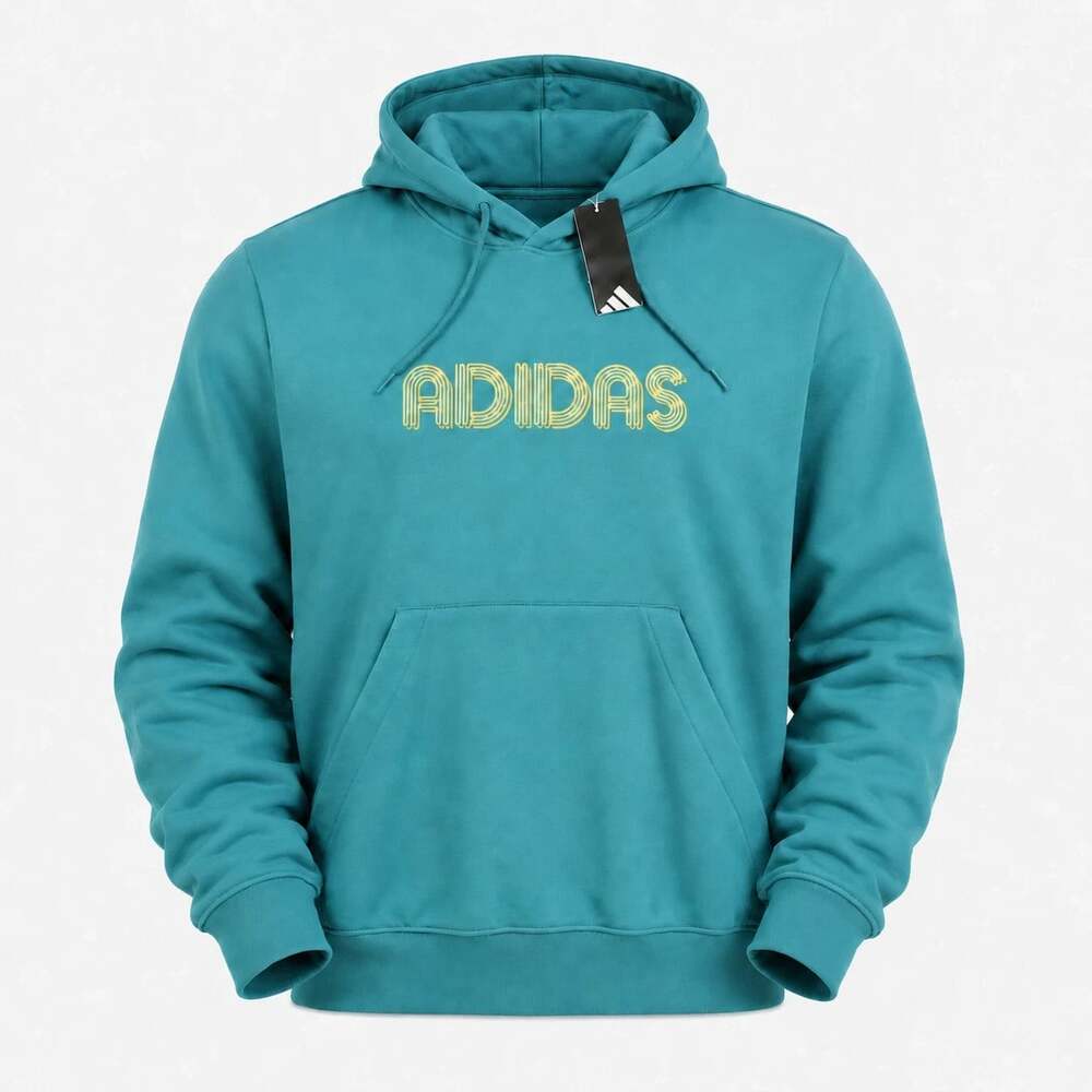 Adidas Big & Tall Size 2XLT Teal Disco Groovy Retro 70s Striped Logo Hoodie NWT